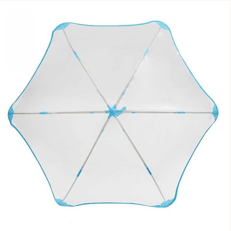 Umbrelă automată pentru copii, cadru din fibre, 6 spițe, țesătură POE transparentă