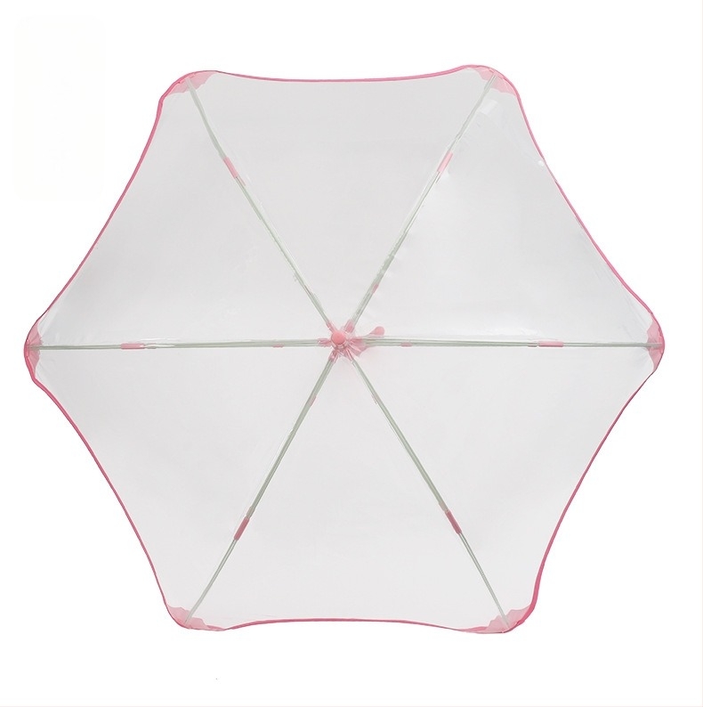 Umbrelă automată pentru copii, cadru din fibre, 6 spițe, țesătură POE transparentă