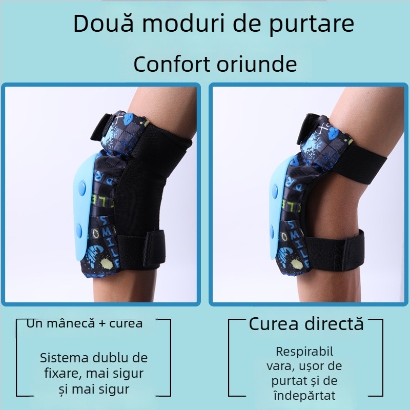 Roselle Set protecție pentru copii pentru role: protecții pentru palme, coate și genunchi din spumă