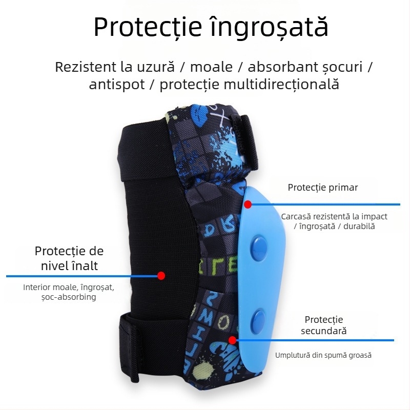 Roselle Set protecție pentru copii pentru role: protecții pentru palme, coate și genunchi din spumă