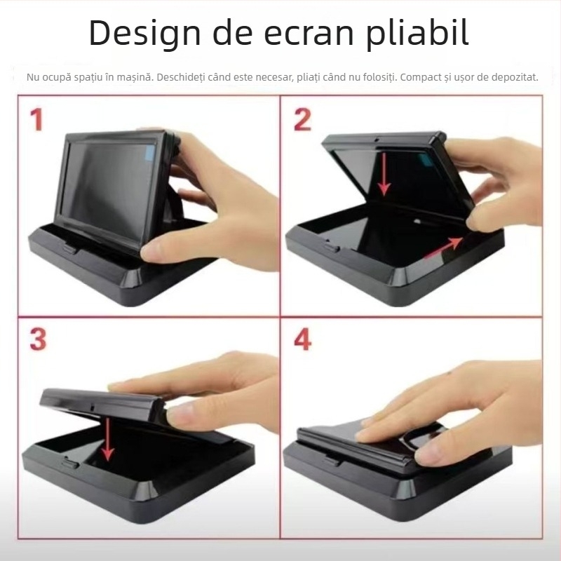 Display pentru oglinda retrovizoare auto (Ecran LED, Rezoluție 800x480, Compatibil cu bord universal, Model universal)