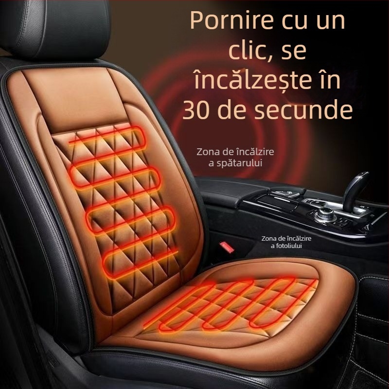 Perne de șezut auto încălzite cu grafen, versiune de iarnă, șezut unic fără spate, umplutură velur