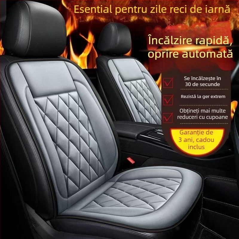 Perne de șezut auto încălzite cu grafen, versiune de iarnă, șezut unic fără spate, umplutură velur