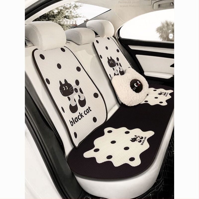 Perna pentru scaunul auto, poliester, respirabilă, răcire de vară, dintr-o singură bucată, design drăguț de desene animate, potrivită pentru toate anotimpurile