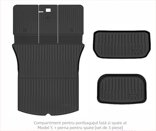 Covoraș de portbagaj integrat pentru Tesla Model Y3, din TPE, personalizare disponibilă, cod produs 007, cu plăci speciale pentru picioare