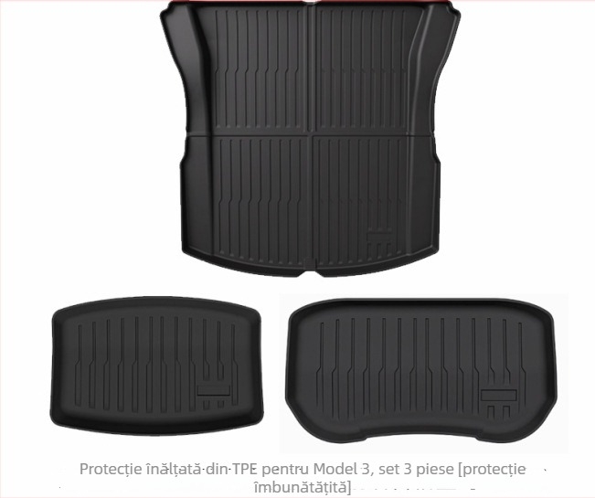 Covoraș de portbagaj integrat pentru Tesla Model Y3, din TPE, personalizare disponibilă, cod produs 007, cu plăci speciale pentru picioare