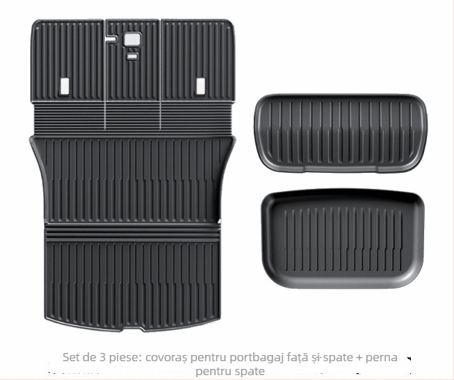 Covoraș de portbagaj integrat pentru Tesla Model Y3, din TPE, personalizare disponibilă, cod produs 007, cu plăci speciale pentru picioare