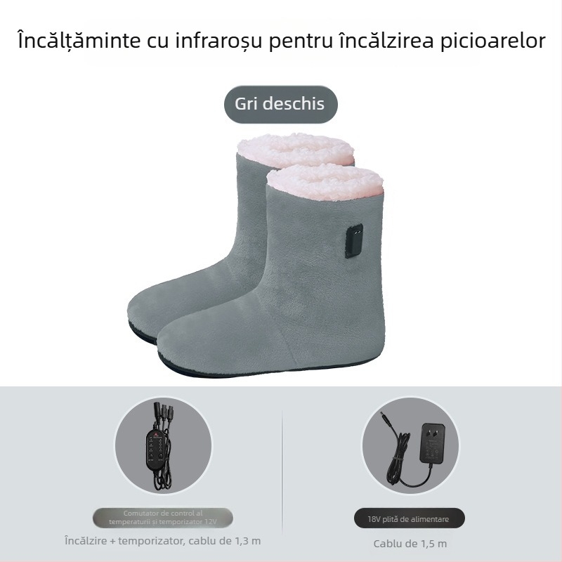Papuci electrici încălziți pentru casă, unisex, alimentare USB, partea superioară din velur moale, talpă din elastomer termoplastic, reîncărcabili, confortabili