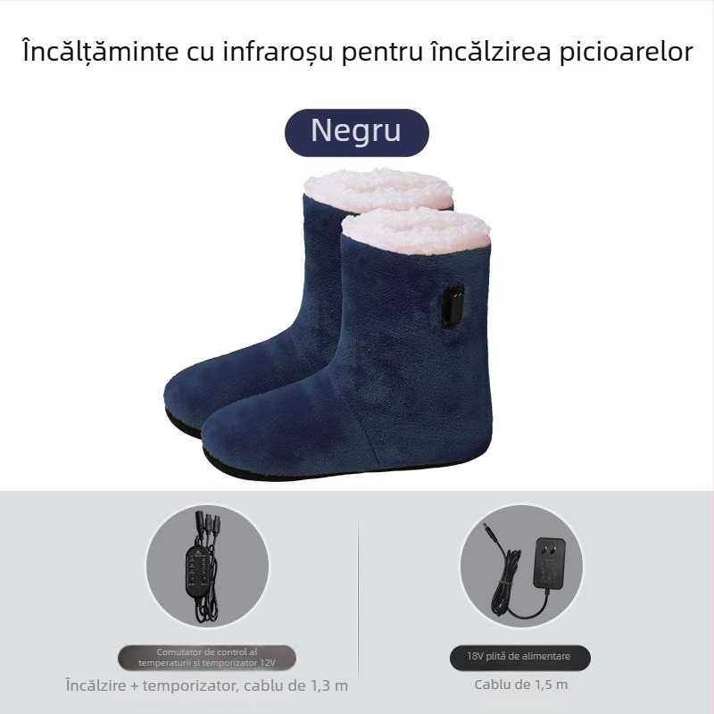 Papuci electrici încălziți pentru casă, unisex, alimentare USB, partea superioară din velur moale, talpă din elastomer termoplastic, reîncărcabili, confortabili