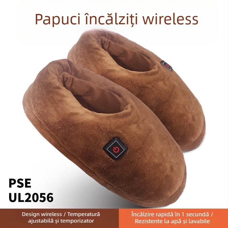 Yi Nuan'er papuci încălziți USB, papuci de casă universali, reîncărcabili, cu partea superioară ultra-moale și talpă din poliester