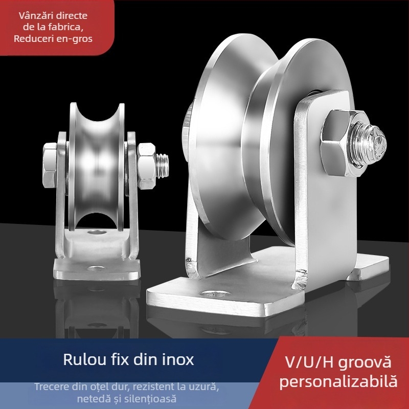 Roata ghidare pentru uși glisante, din oțel inoxidabil 304, configurații în V, U și I