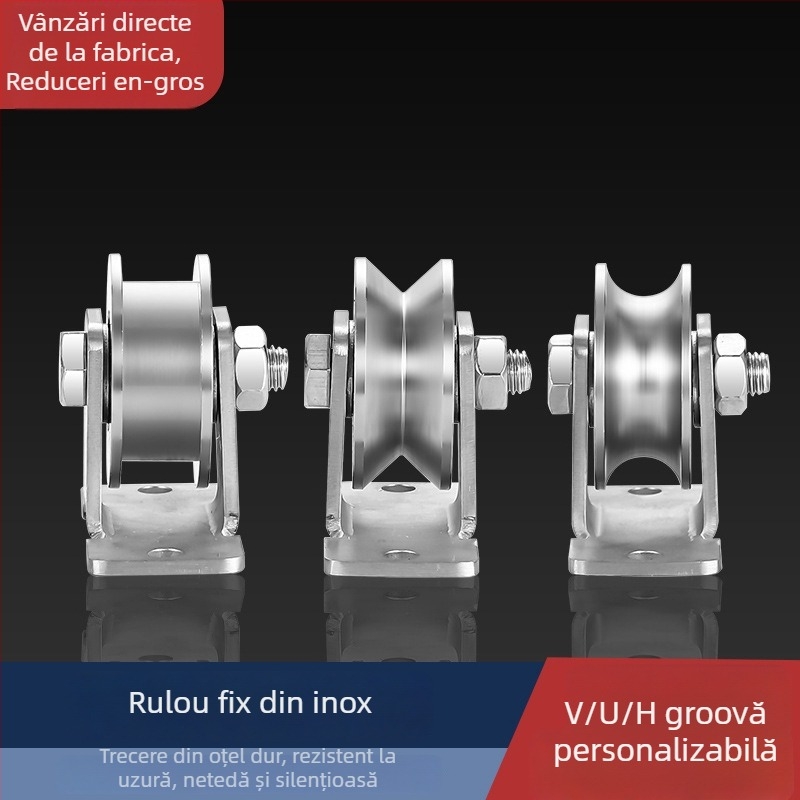 Roata ghidare pentru uși glisante, din oțel inoxidabil 304, configurații în V, U și I