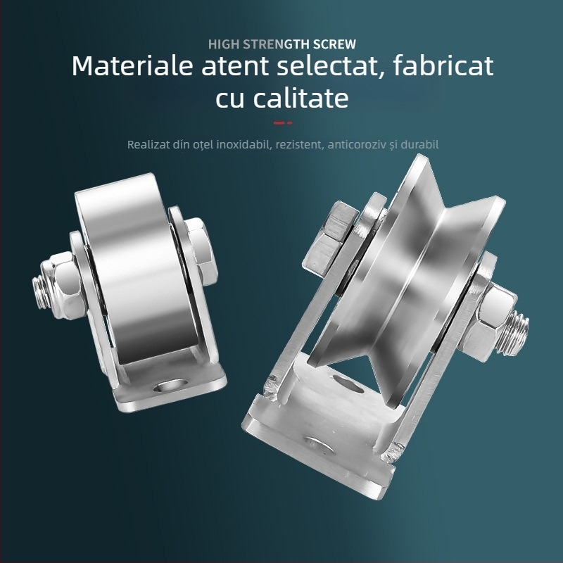 Roata ghidare pentru uși glisante, din oțel inoxidabil 304, configurații în V, U și I