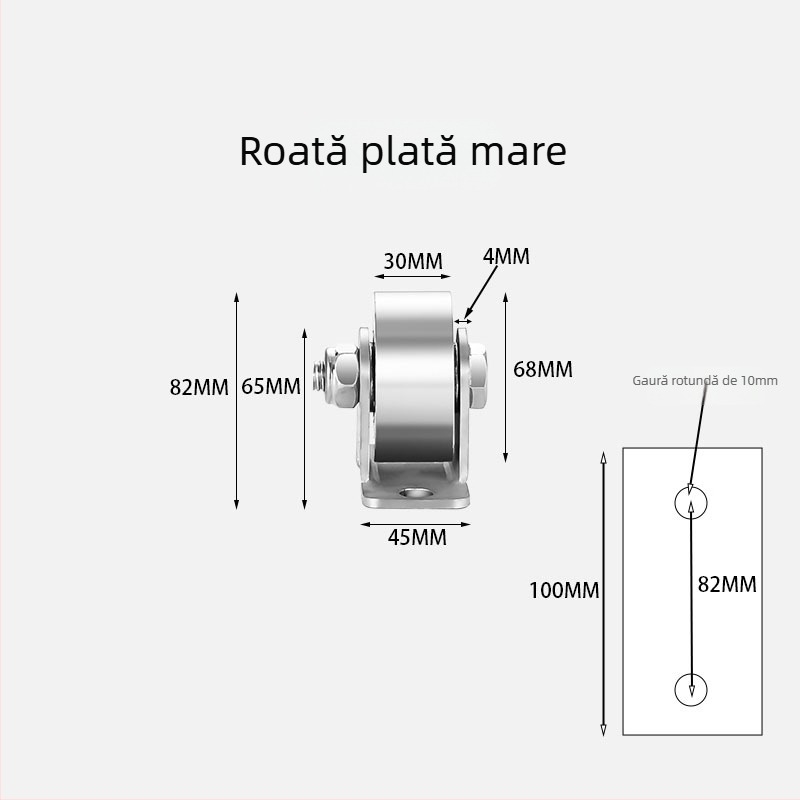 Roata ghidare pentru uși glisante, din oțel inoxidabil 304, configurații în V, U și I
