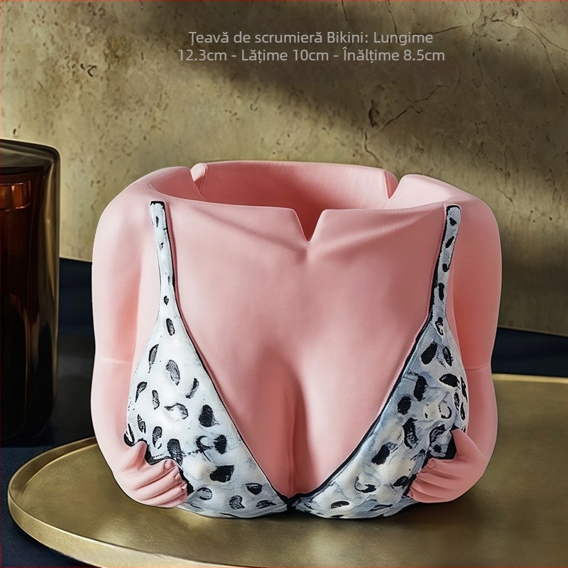 Cenușar din beton, design bikini, personalizabil cu imprimare de logo, decorativ și cu spațiu de depozitare.