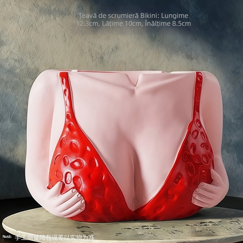 Cenușar din beton, design bikini, personalizabil cu imprimare de logo, decorativ și cu spațiu de depozitare.