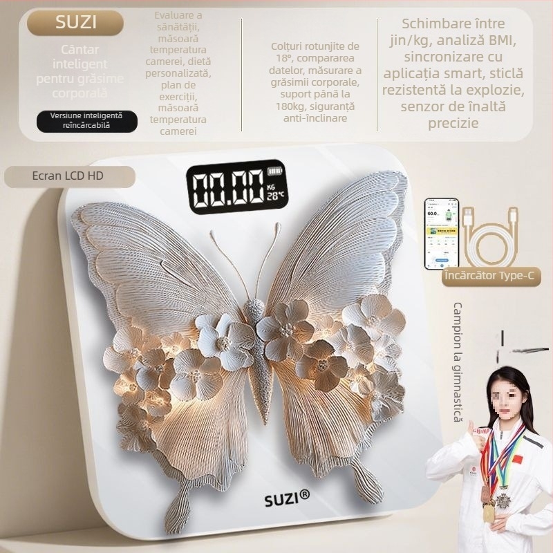 Cântar electronic Zhongda pentru măsurarea greutății corporale, design minimalist, pentru adulți