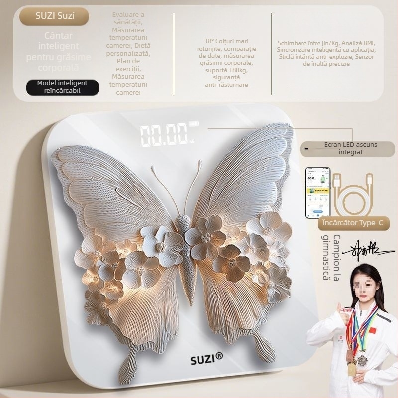 Cântar electronic Zhongda pentru măsurarea greutății corporale, design minimalist, pentru adulți