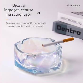 Scrumieră de sticlă cu spațiu de depozitare – design geometric minimalist, lux discret pentru casă și birou
