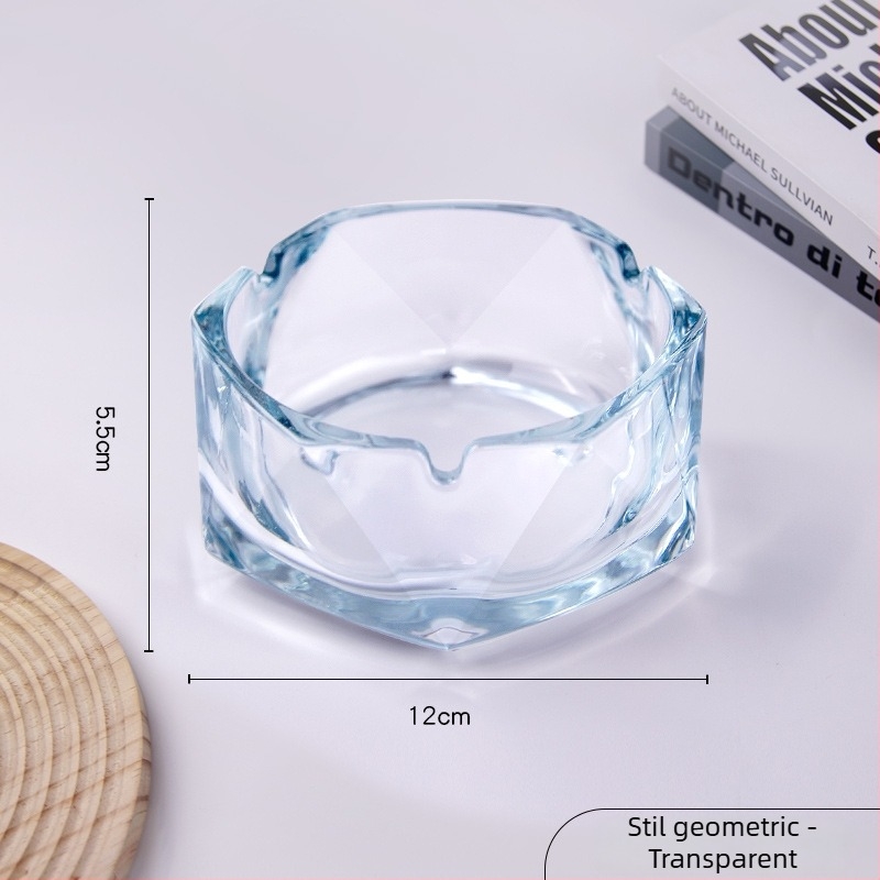 Scrumieră de sticlă cu spațiu de depozitare – design geometric minimalist, lux discret pentru casă și birou