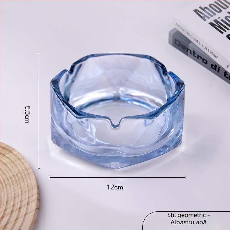 Scrumieră de sticlă cu spațiu de depozitare – design geometric minimalist, lux discret pentru casă și birou