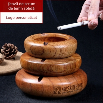 Scrumieră de lemn cu logo gravat, design personalizabil, potrivită pentru hoteluri, cafenele, restaurante și sufragerie