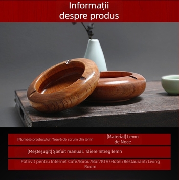 Scrumieră de lemn cu logo gravat, design personalizabil, potrivită pentru hoteluri, cafenele, restaurante și sufragerie