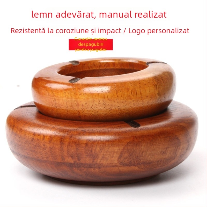 Scrumieră de lemn cu logo gravat, design personalizabil, potrivită pentru hoteluri, cafenele, restaurante și sufragerie