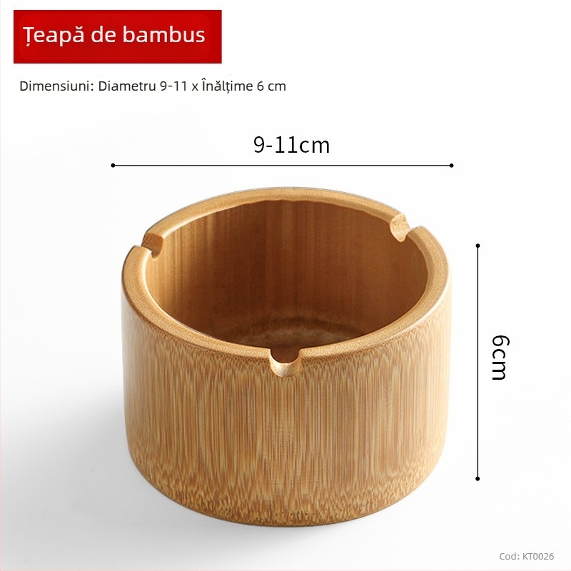 Scrumieră de lemn cu logo gravat, design personalizabil, potrivită pentru hoteluri, cafenele, restaurante și sufragerie