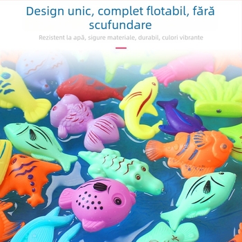 Joc magnetic de pescuit pentru copii pentru apă, cu flotabilitate și stimulare cognitivă, pești tridimensionali cu față dublă și undiță din plastic (pentru copii 4-6 ani)