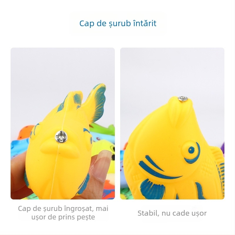 Joc magnetic de pescuit pentru copii pentru apă, cu flotabilitate și stimulare cognitivă, pești tridimensionali cu față dublă și undiță din plastic (pentru copii 4-6 ani)