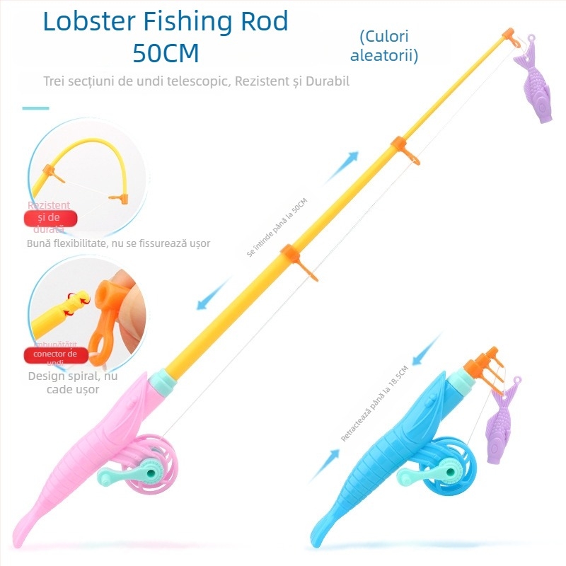 Joc magnetic de pescuit pentru copii pentru apă, cu flotabilitate și stimulare cognitivă, pești tridimensionali cu față dublă și undiță din plastic (pentru copii 4-6 ani)