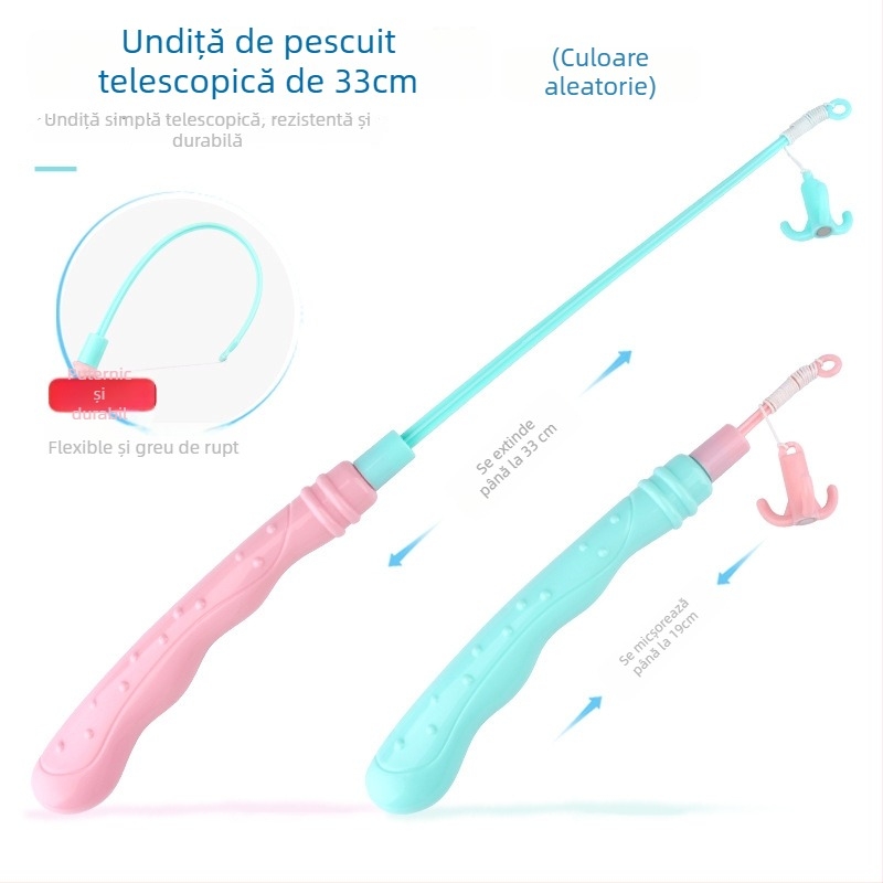 Joc magnetic de pescuit pentru copii pentru apă, cu flotabilitate și stimulare cognitivă, pești tridimensionali cu față dublă și undiță din plastic (pentru copii 4-6 ani)