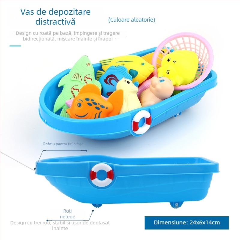 Joc magnetic de pescuit pentru copii pentru apă, cu flotabilitate și stimulare cognitivă, pești tridimensionali cu față dublă și undiță din plastic (pentru copii 4-6 ani)