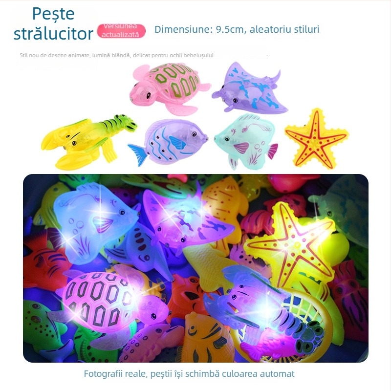 Joc magnetic de pescuit pentru copii pentru apă, cu flotabilitate și stimulare cognitivă, pești tridimensionali cu față dublă și undiță din plastic (pentru copii 4-6 ani)