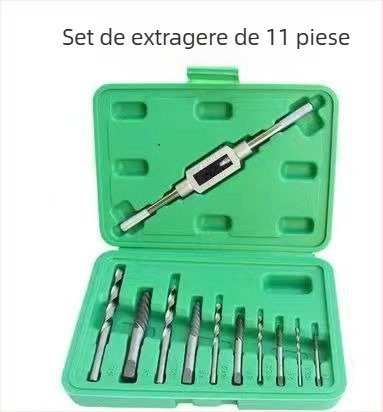 Set extractoare de șuruburi cu dinți fini pentru eliminarea șuruburilor rupte | 5 piese | Dimensiuni 5/6/8/11 | Material: oțel carbon și oțel crom-molibden