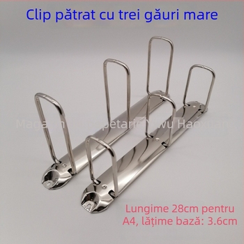 Clip pentru documente, formă Q, cu trei găuri, metal, model PQ280-3-65/36, format A4, ambalare carton