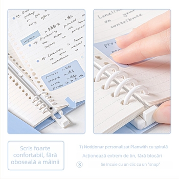 Planwith B5 dosar‑notebook PW251L — 60 foi, hârtie interioară 100 g, husă PP, B5, Rosyposy