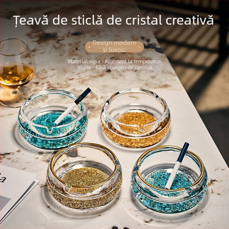 Scrumieră - stil european, din sticlă cristal, cu imprimare a logo-ului și personalizare