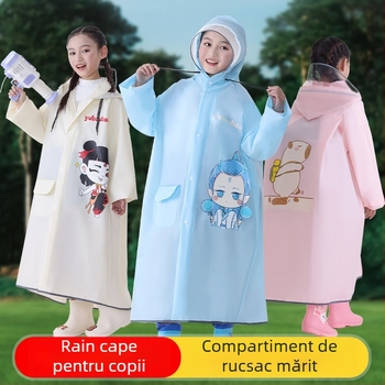 Pelerină impermeabilă pentru copii - poncho lung EVA, rezistentă la apă, reutilizabilă, pentru drumeții