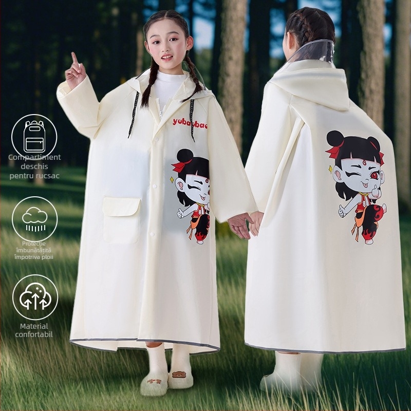 Pelerină impermeabilă pentru copii - poncho lung EVA, rezistentă la apă, reutilizabilă, pentru drumeții