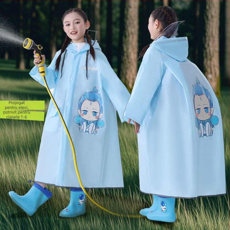 Pelerină impermeabilă pentru copii - poncho lung EVA, rezistentă la apă, reutilizabilă, pentru drumeții