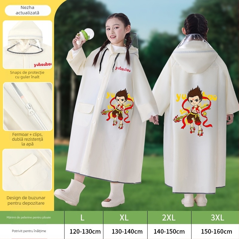 Pelerină impermeabilă pentru copii - poncho lung EVA, rezistentă la apă, reutilizabilă, pentru drumeții