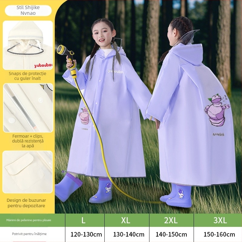 Pelerină impermeabilă pentru copii - poncho lung EVA, rezistentă la apă, reutilizabilă, pentru drumeții