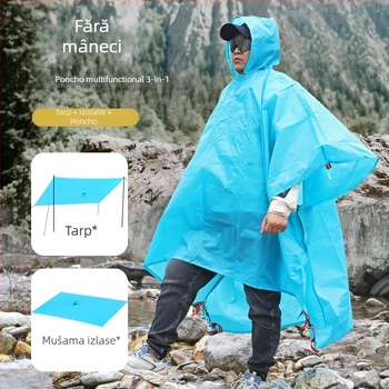Poncă de ploaie cu glugă – 3 în 1 pentru drumeții, alpinism și pescuit; țesătură groasă, rezistentă