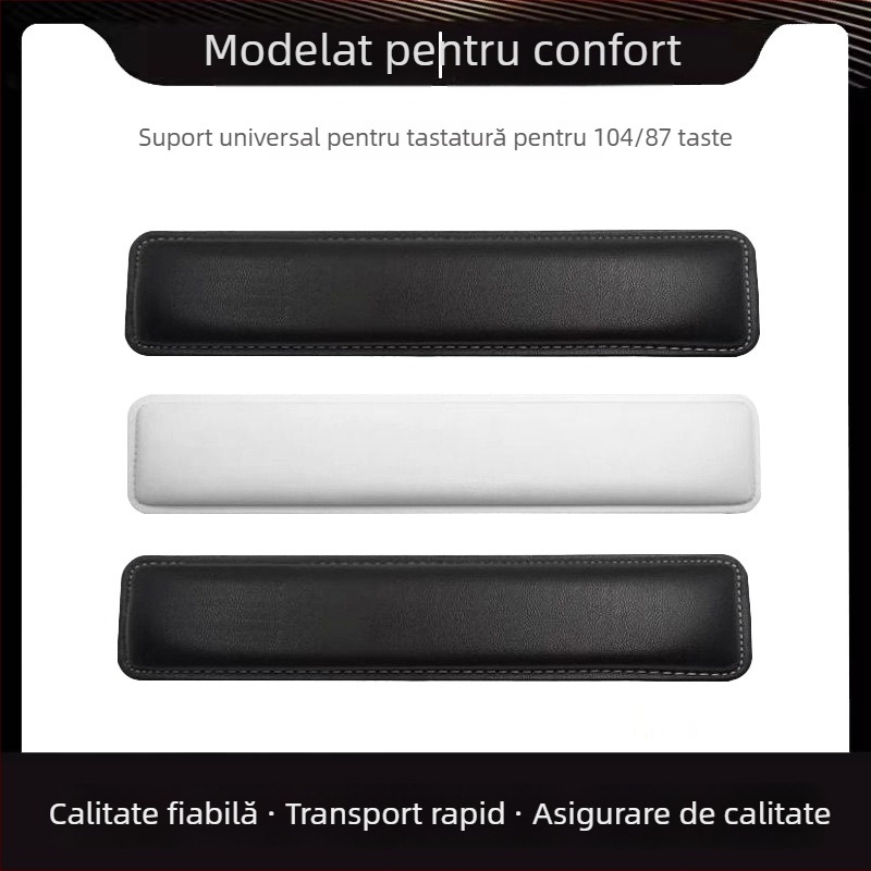 Podloga pentru încheietură a tastaturii mecanice, cu spumă memory și suprafață din piele, compatibilă cu 87–108 taste, greutate 150 g, rezistentă la uzură
