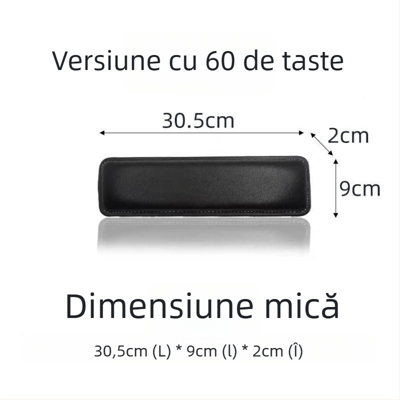 Podloga pentru încheietură a tastaturii mecanice, cu spumă memory și suprafață din piele, compatibilă cu 87–108 taste, greutate 150 g, rezistentă la uzură