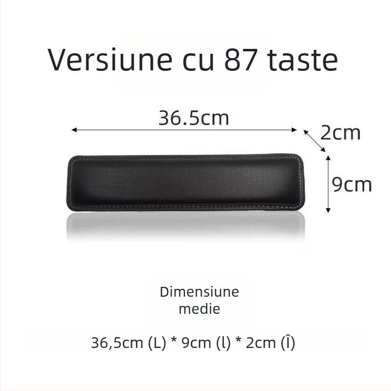 Podloga pentru încheietură a tastaturii mecanice, cu spumă memory și suprafață din piele, compatibilă cu 87–108 taste, greutate 150 g, rezistentă la uzură