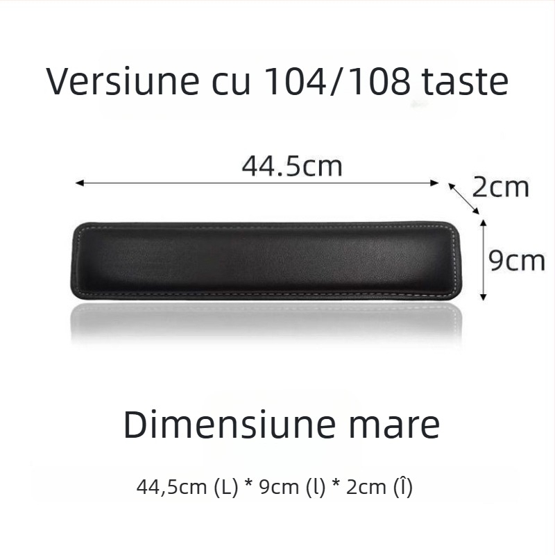 Podloga pentru încheietură a tastaturii mecanice, cu spumă memory și suprafață din piele, compatibilă cu 87–108 taste, greutate 150 g, rezistentă la uzură