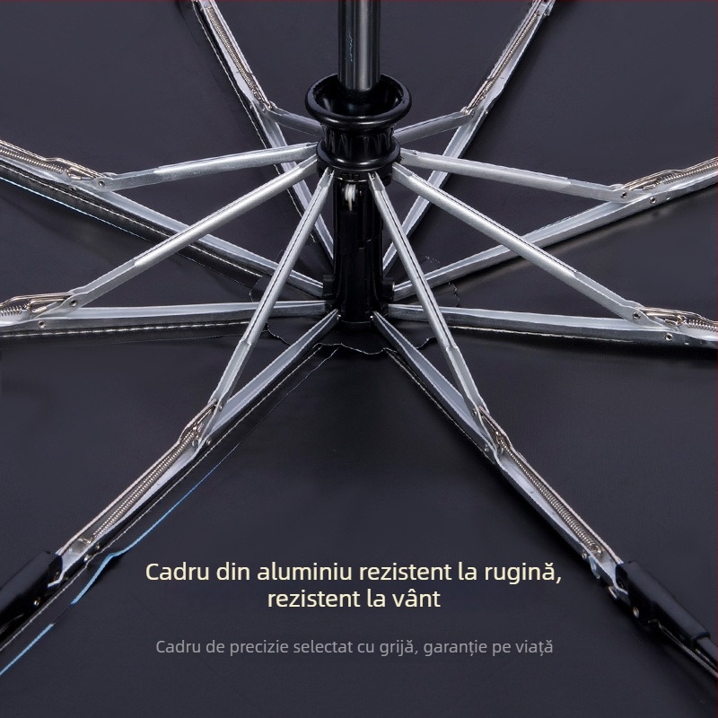 Umbrelă pentru copii cu LED, deschidere/închidere automată, ramă din aliaj cu 8 brațe, design desen animat, protecție UV UPF50+